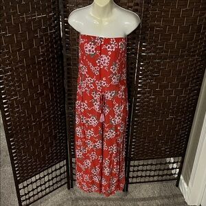 Aakaa Cherry Blossom Strapless Jumpsuit